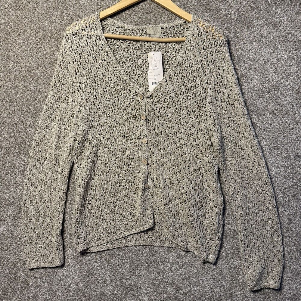 VTG Sigrid Olsen Sport Women's Cardigan Sweater Large L Knit V-Neck Button Down